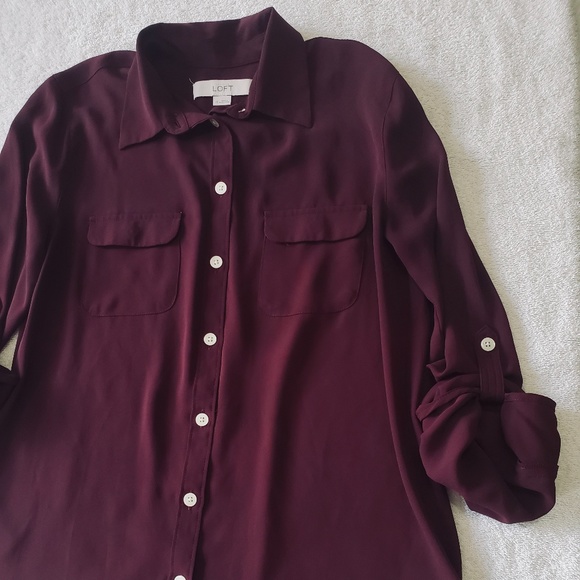 LOFT Burgundy Blouse - Picture 5 of 12